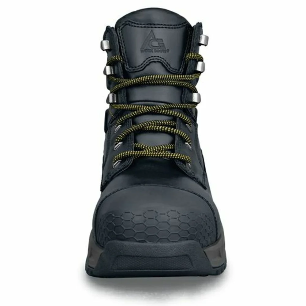 Ace Waterproof Black Leather Work Boots - EH Rated Safety Toe For Men Size 12